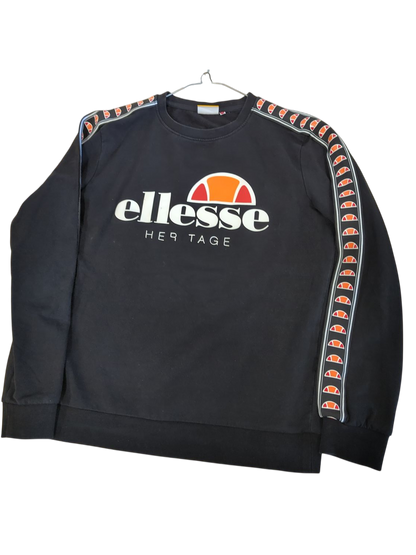Ellesse Heritage Black Sweatshirt with Tape Detail - Size M