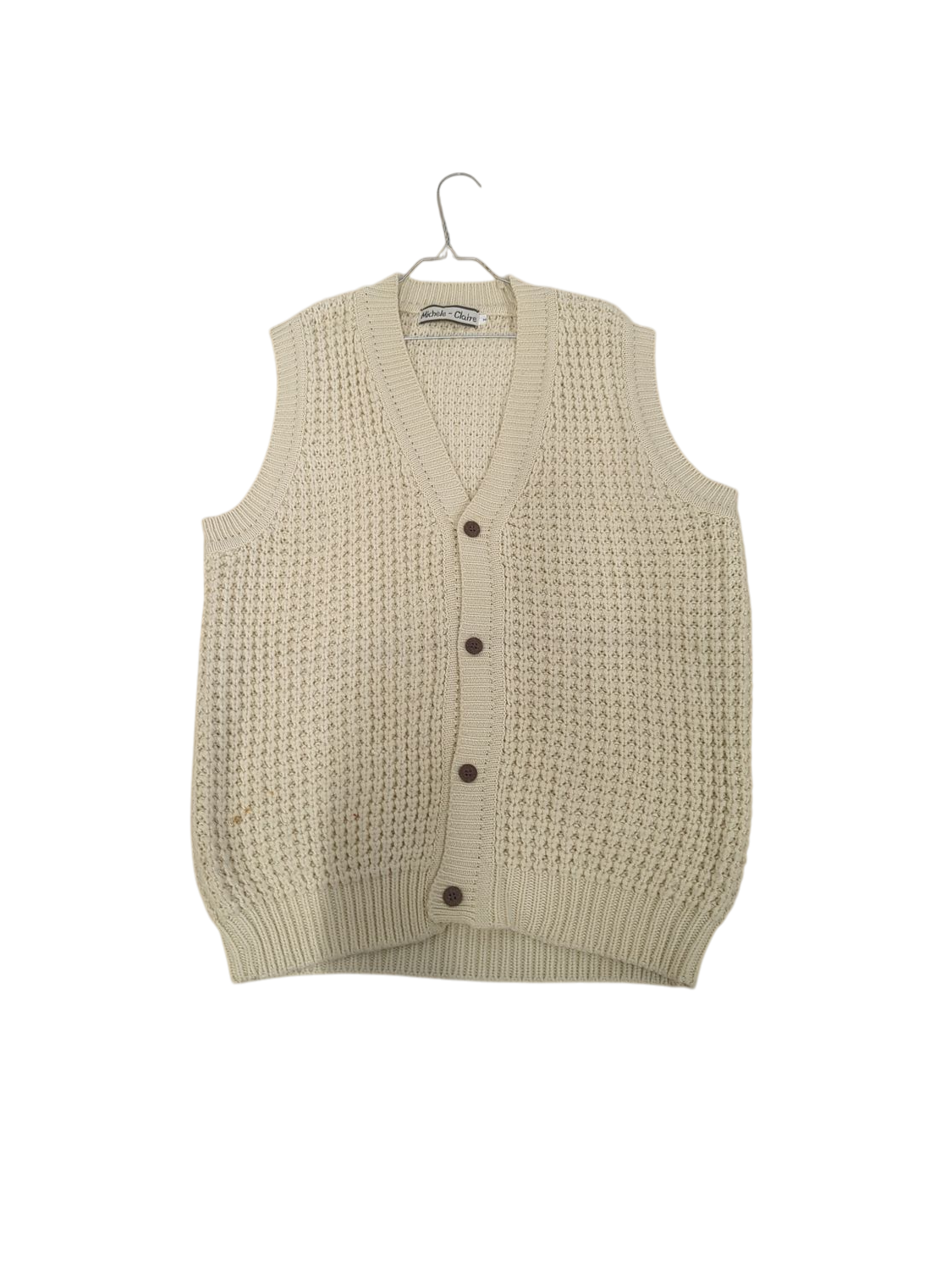 Michele-Claire Cream Knit Sleeveless Sweater - Size M