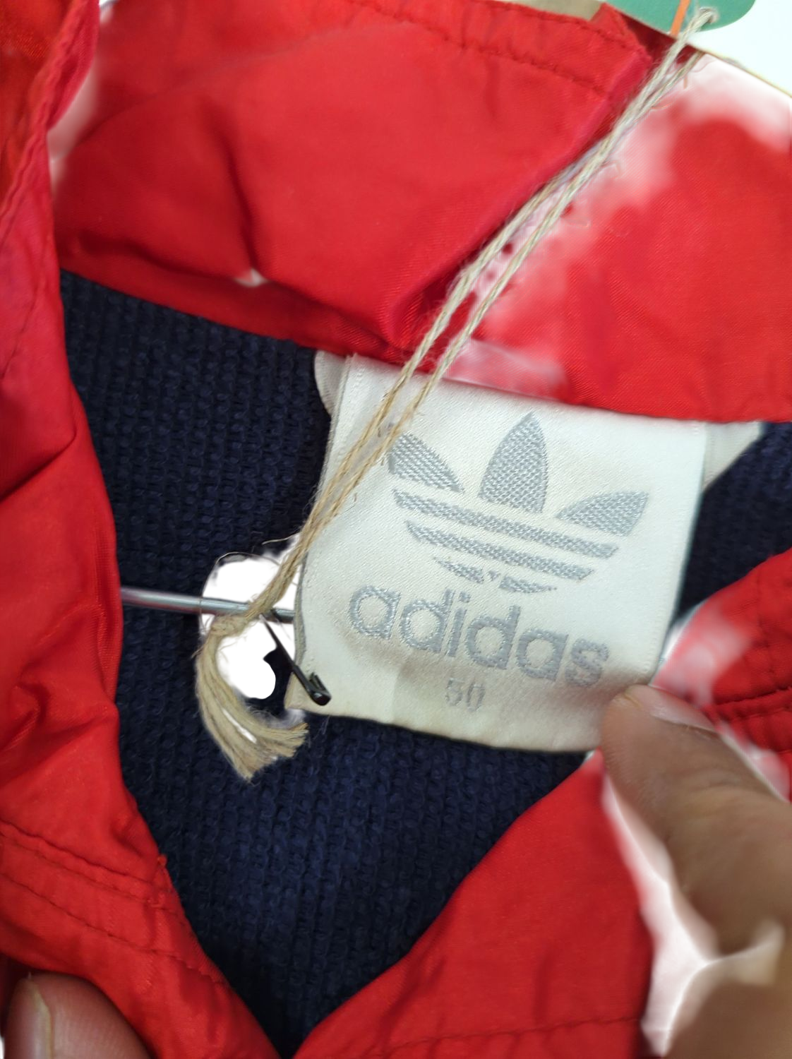 Vintage Adidas Navy & Red Windbreaker Jacket - Size M