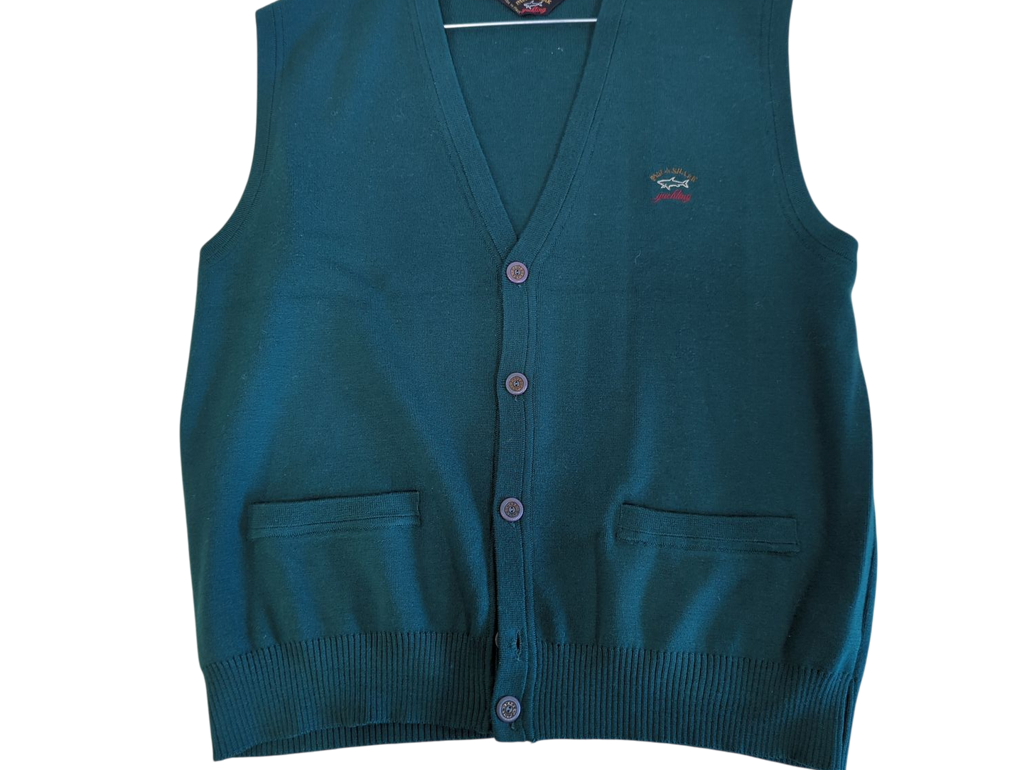 Paul & Shark Green V-Neck Sweater Vest - Classic Casual Style
