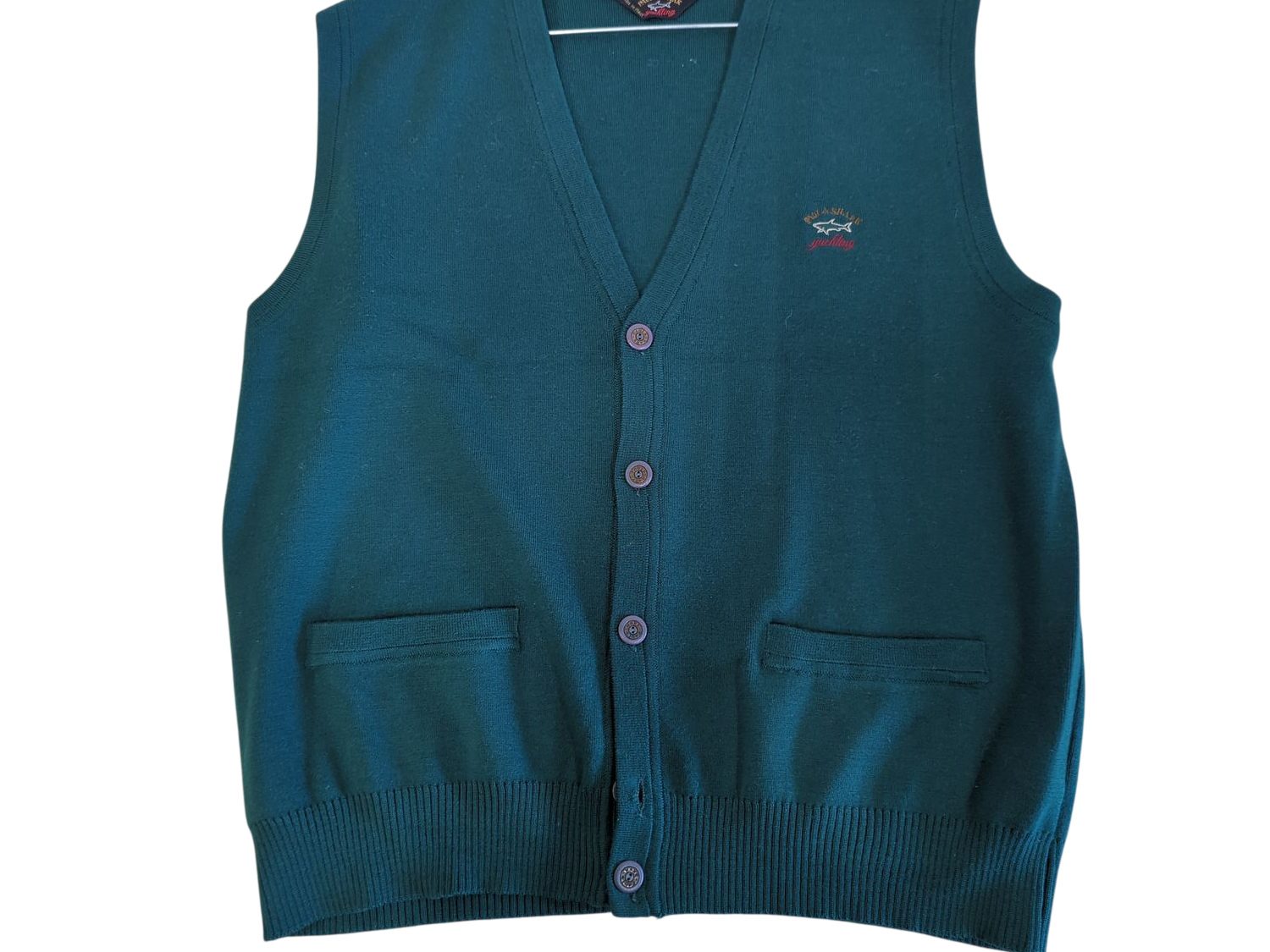 Paul & Shark Green V-Neck Sweater Vest - Classic Casual Style
