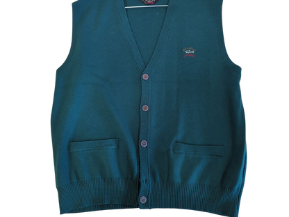 Paul & Shark Green V-Neck Sweater Vest - Classic Casual Style