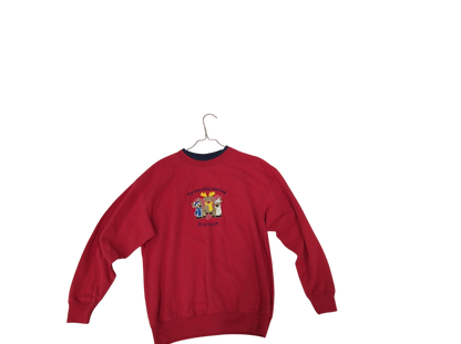 Vintage Red MJ Sportswear Crewneck Sweatshirt with Cartoon Graphic