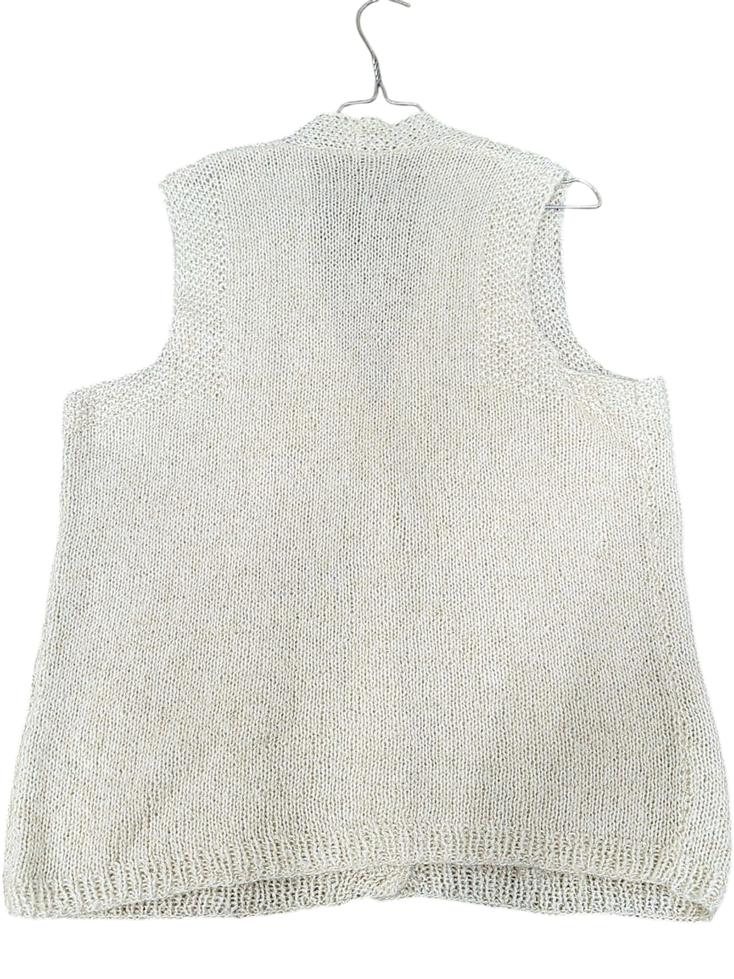 Handmade Cream Knitted Sleeveless Cardigan Vest