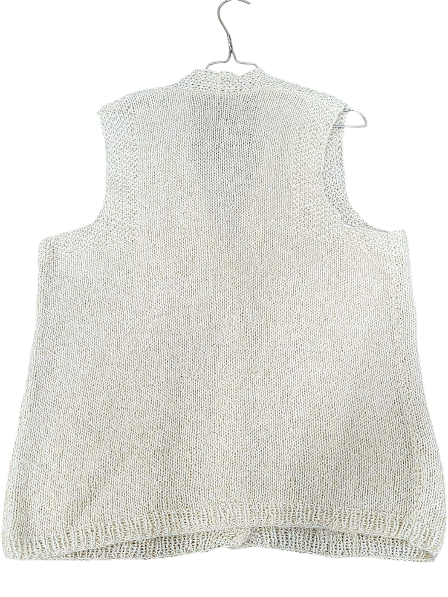 Handmade Cream Knitted Sleeveless Cardigan Vest