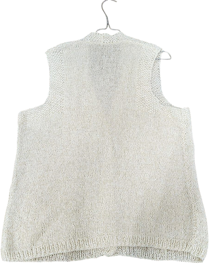 Handmade Cream Knitted Sleeveless Cardigan Vest