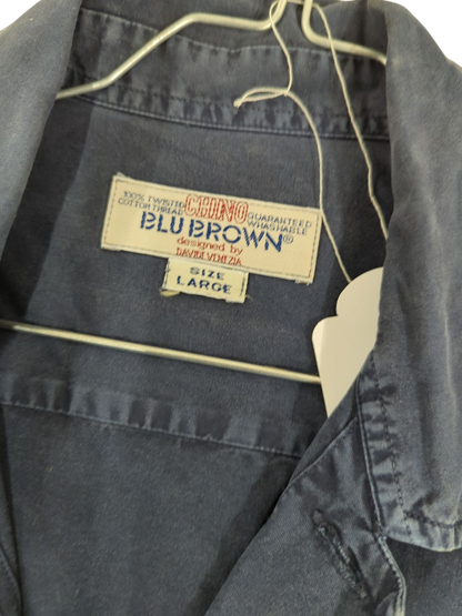 Blu Brown Navy Button-Down Shirt - Size Large