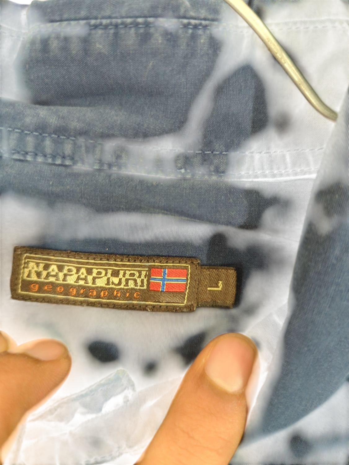 Napapijri Navy Button-Down Shirt - Size L