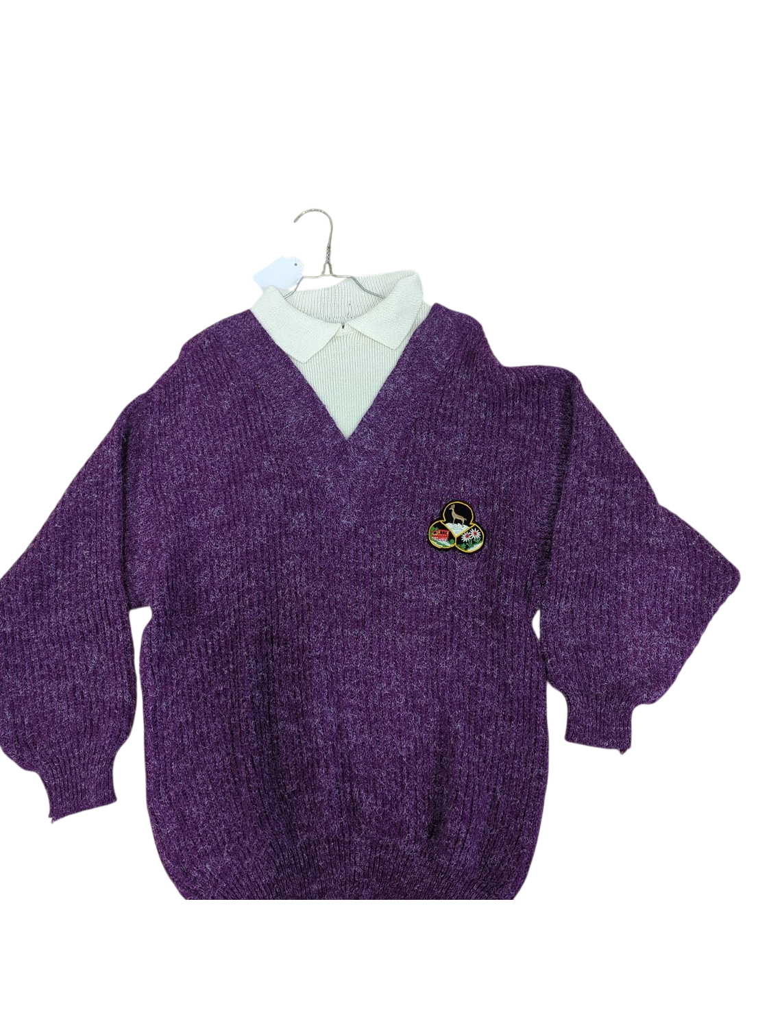 Vogue Purple Knit Sweater with Decorative Patch - Size 48/50