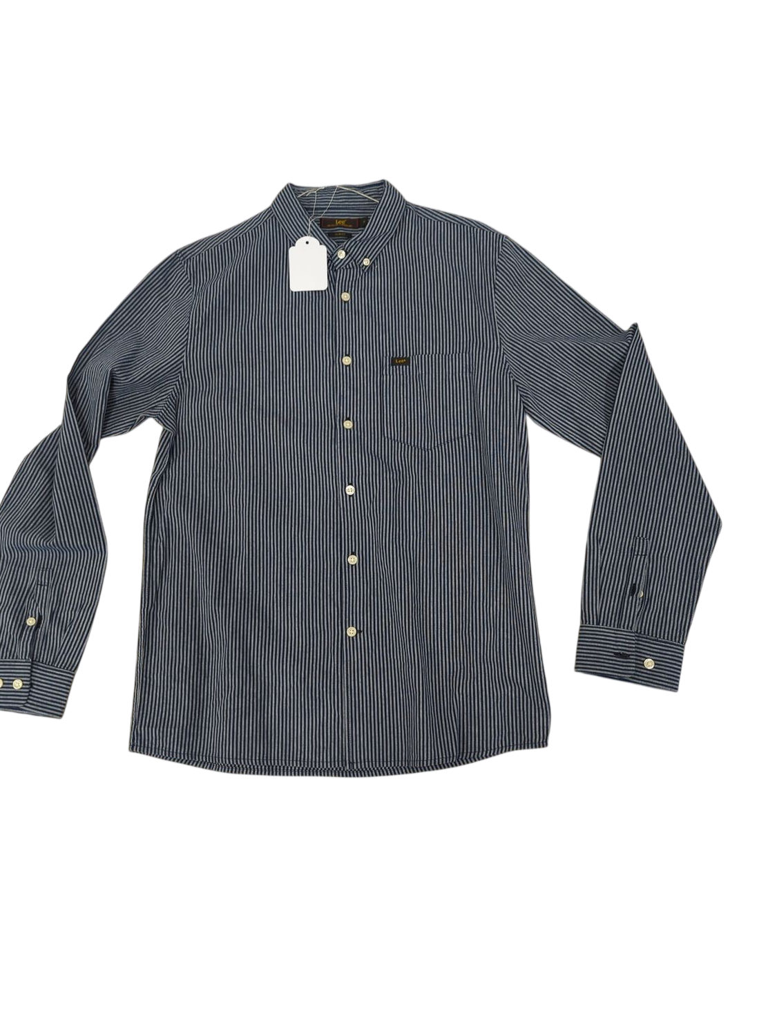 Lee Blue & White Striped Button-Down Shirt - Slim Fit