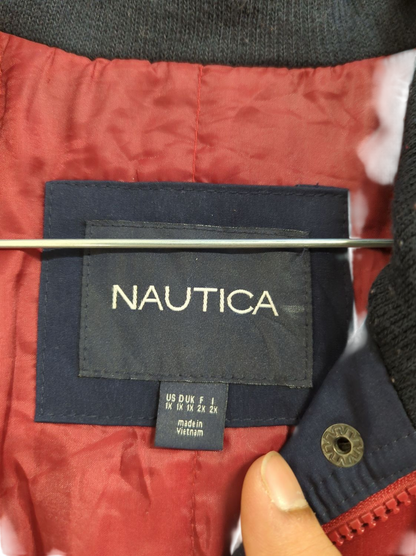 Nautica Red Button-Down Shirt with Navy Accents