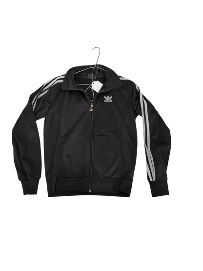 Adidas Black Track Jacket with White Stripes - Size L