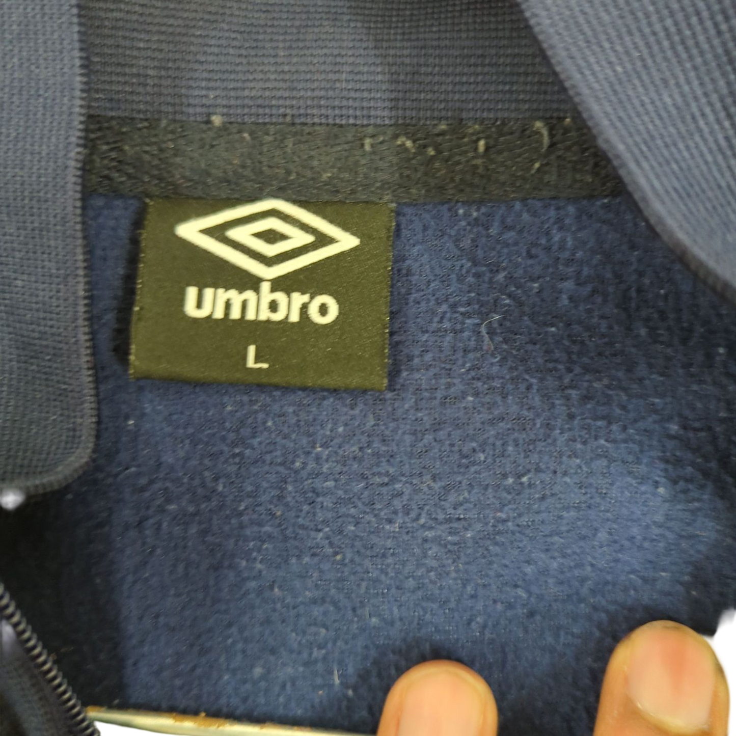 Umbro Navy Windbreaker Jacket with Diamond Pattern - Size L