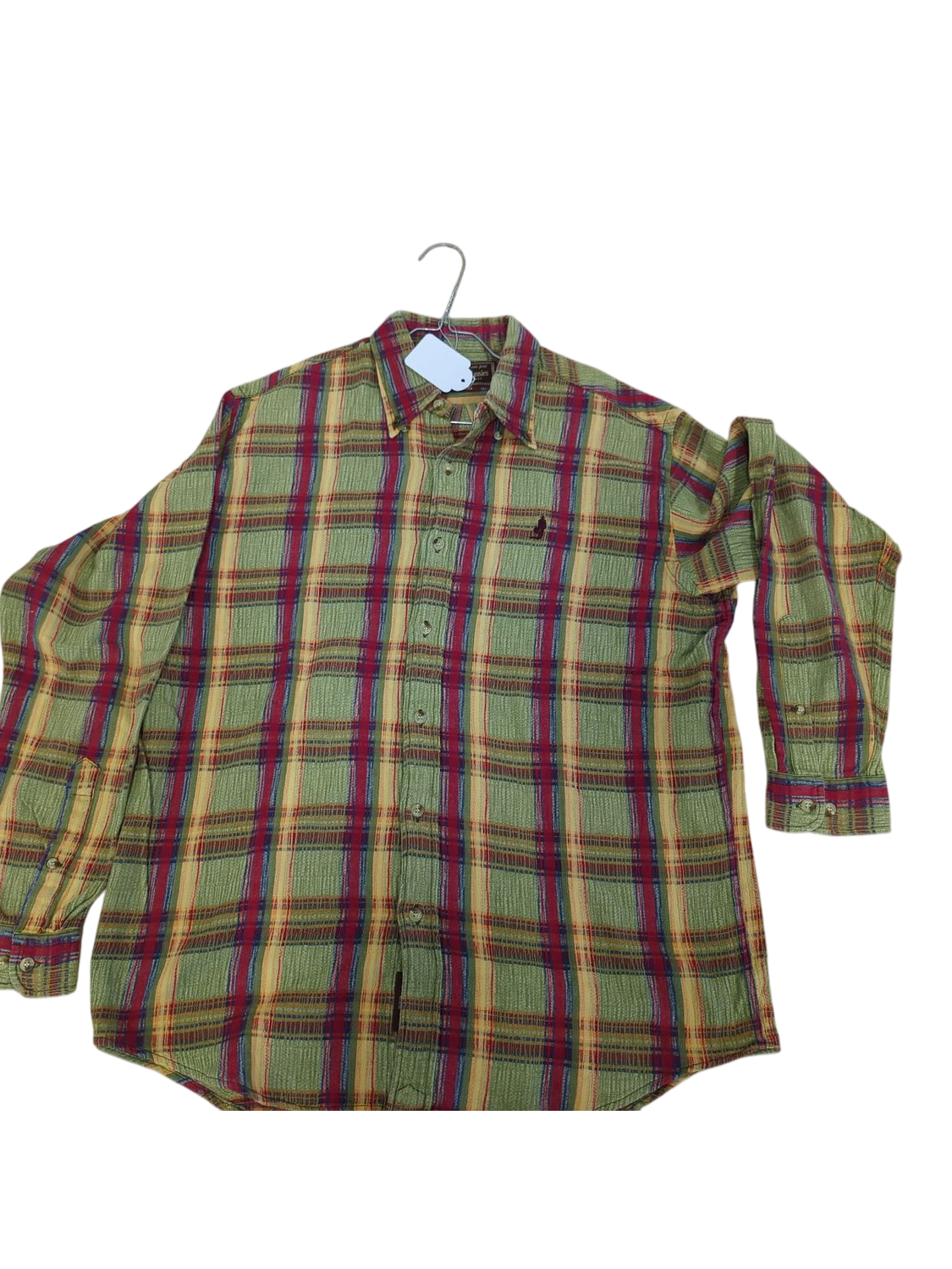 Vintage Green Plaid Button-Down Shirt - Long Sleeve