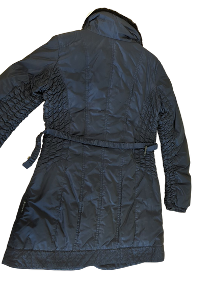 Armani Jeans Navy Parka Coat with Fur Collar - Size 42/6