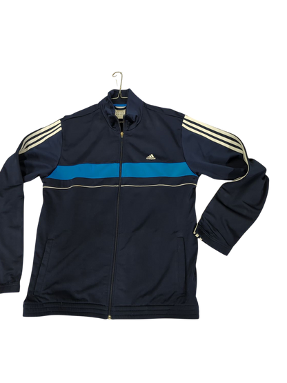 Adidas Navy Blue Track Jacket with Stripes - Size L
