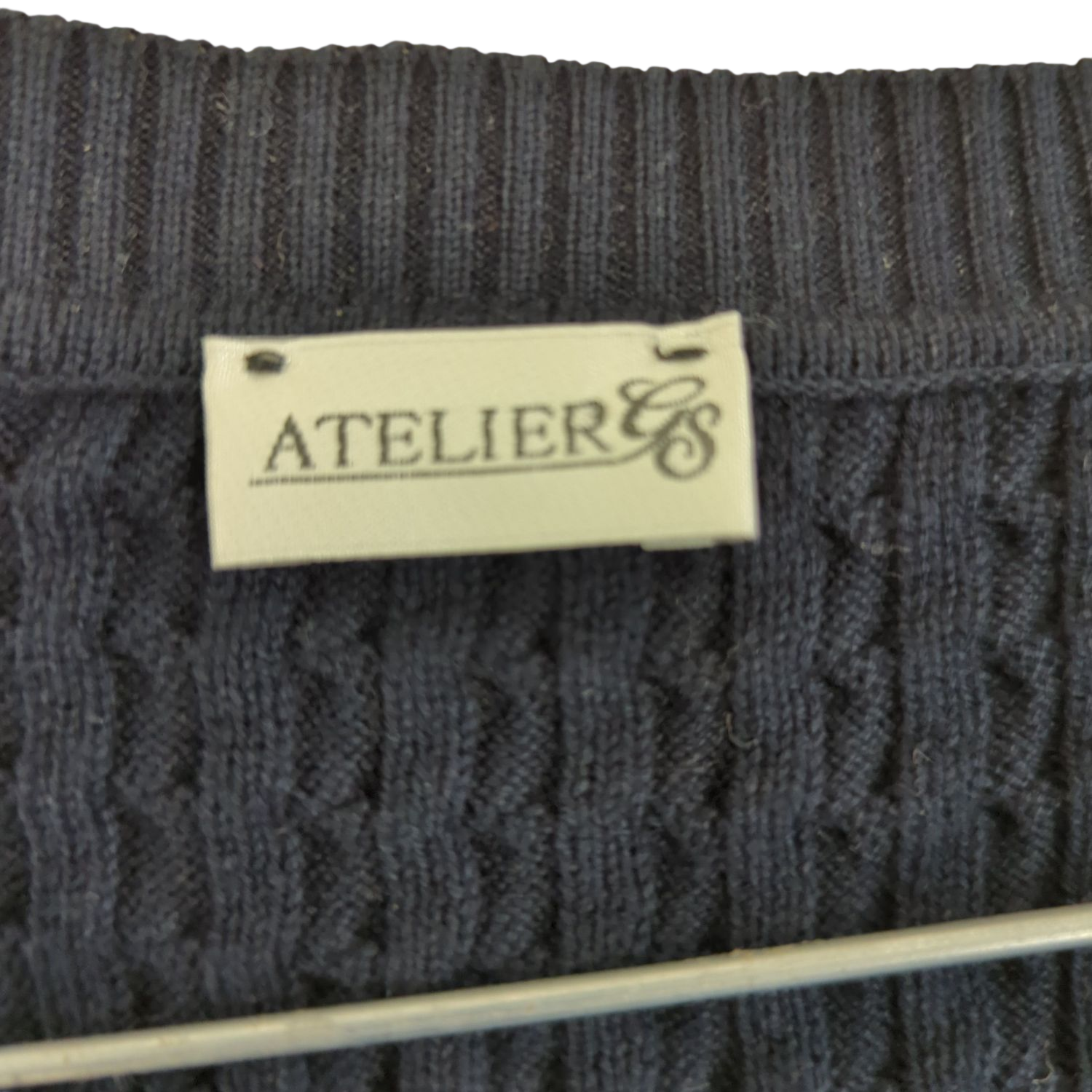 Atelier Navy Cable Knit Sleeveless Sweater Vest - Size 24