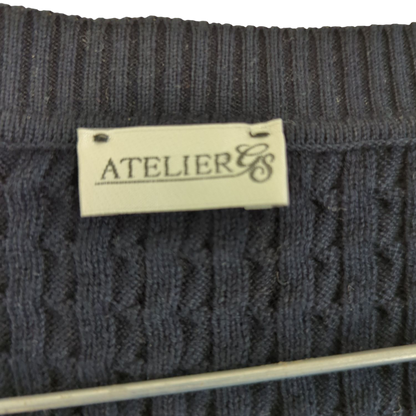 Atelier Navy Cable Knit Sleeveless Sweater Vest - Size 24