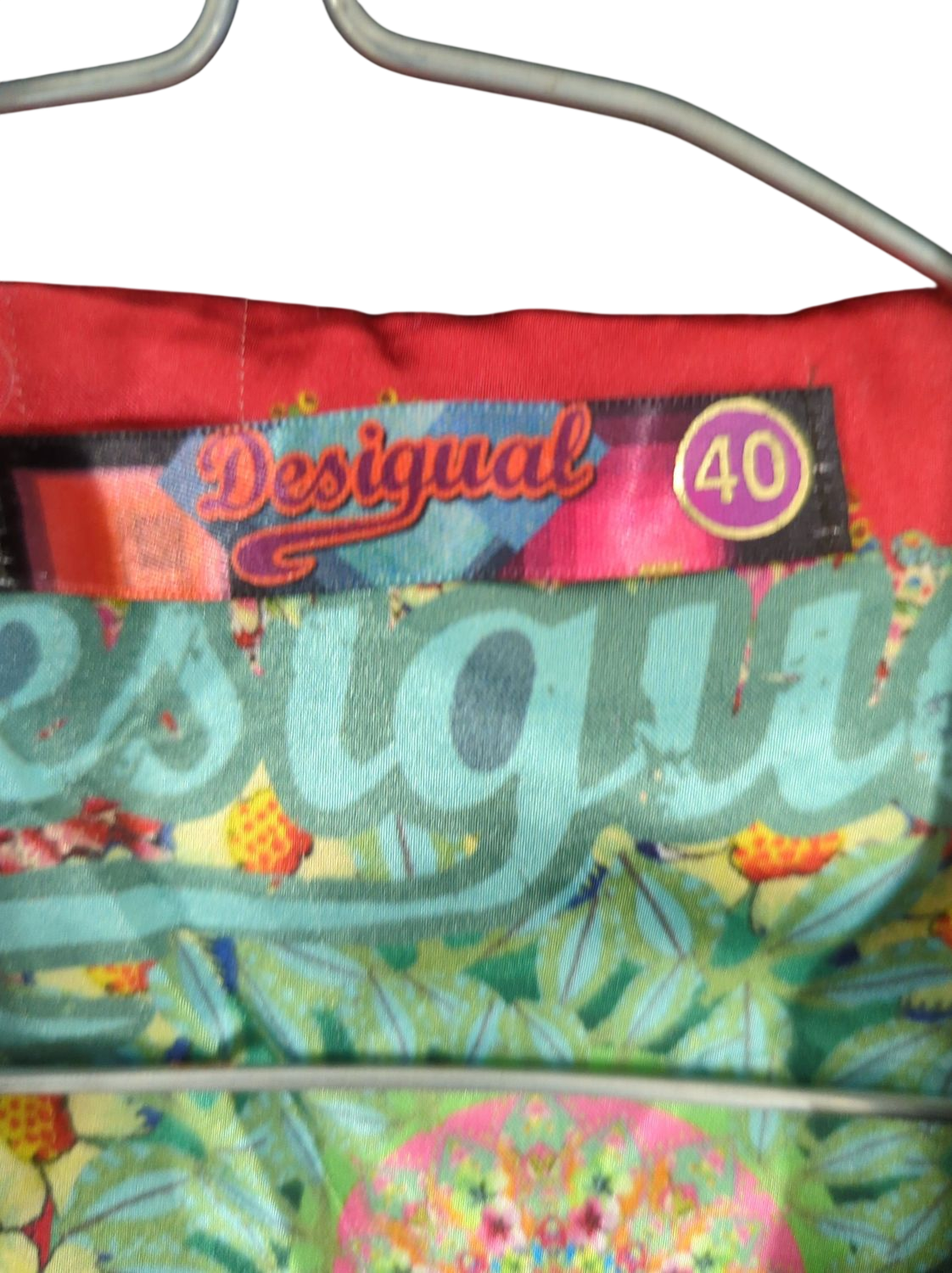 Desigual Black Patterned Coat - Size 40 - Colorful Interior Lining