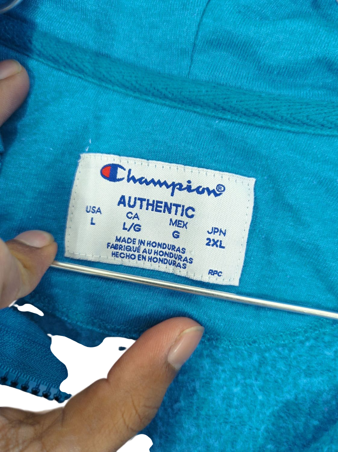 Champion Authentic Blue Zip-Up Hoodie - Size 2XL