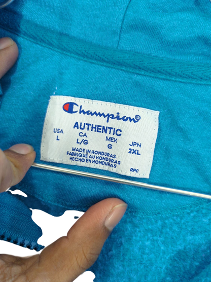 Champion Authentic Blue Zip-Up Hoodie - Size 2XL