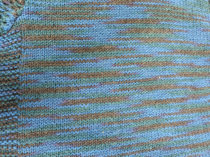 Handmade Blue Striped Knit Sweater - Short Sleeve Crew Neck
