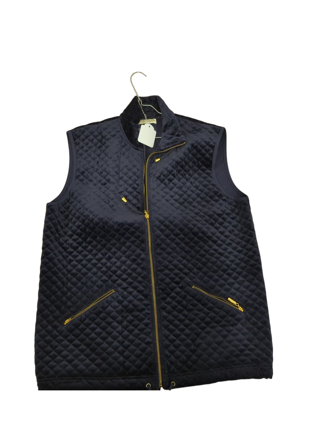 Marco Giordani Linea Sport Navy Quilted Vest with Gold Zippers