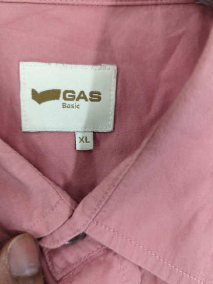 GAS Basic Pink Button-Down Shirt - Size XL
