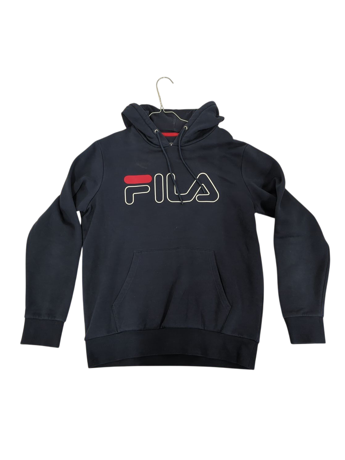 FILA Navy Blue Hoodie with Logo - Size Small