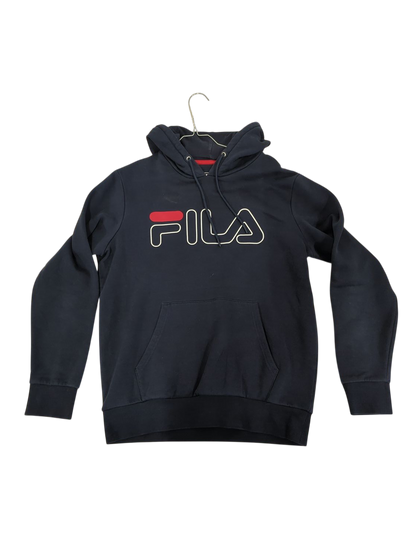 FILA Navy Blue Hoodie with Logo - Size Small