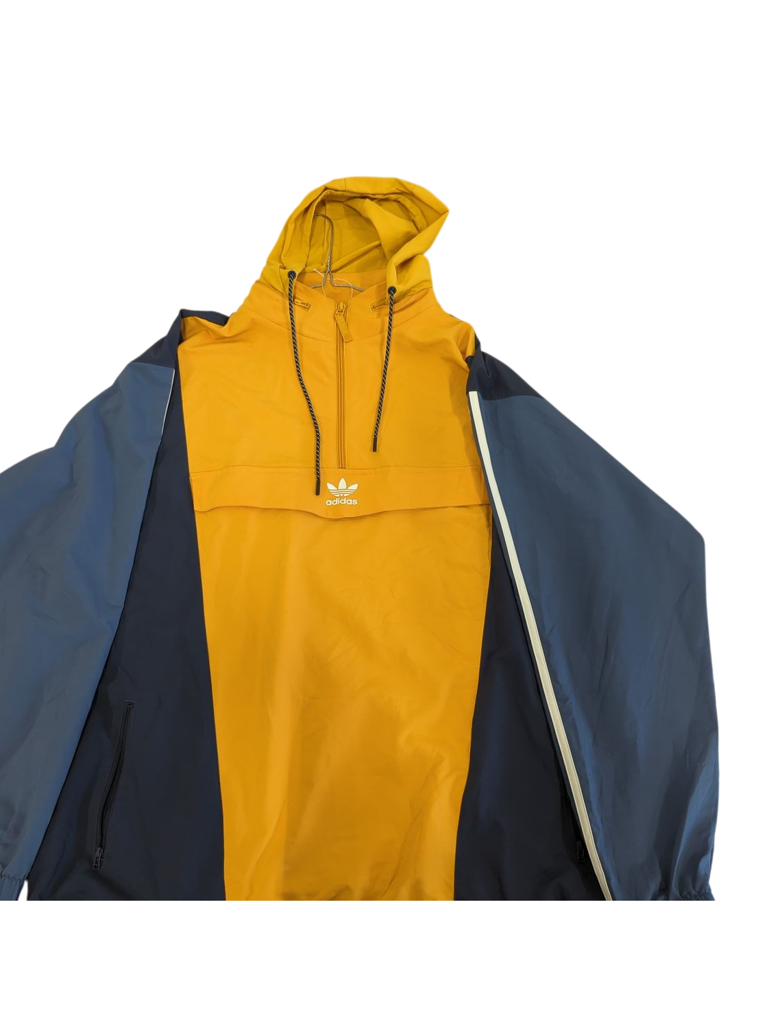 Adidas Yellow & Navy Windbreaker Jacket with Hood