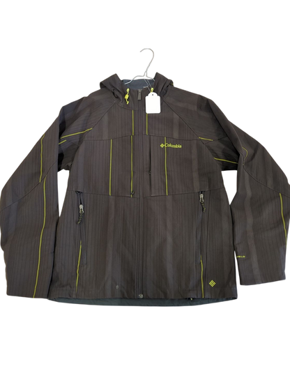 Columbia Grey Windbreaker Jacket with Yellow Accents - Size L