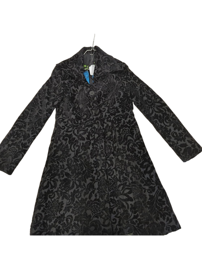 Black Floral Velvet Blazer Jacket with Decorative Lining