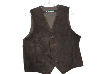 Vintage Suede Leather Vest with Soccer Player Design