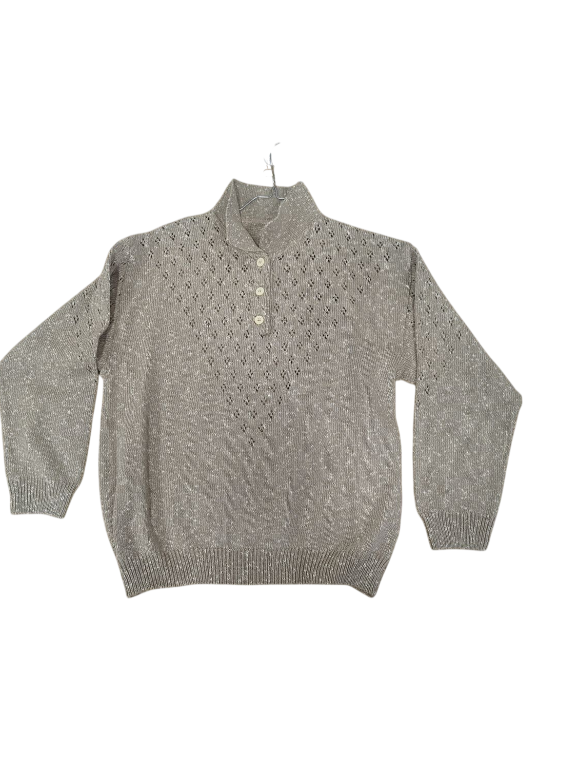Beige Knit Sweater with Collar - Size NL 44/46