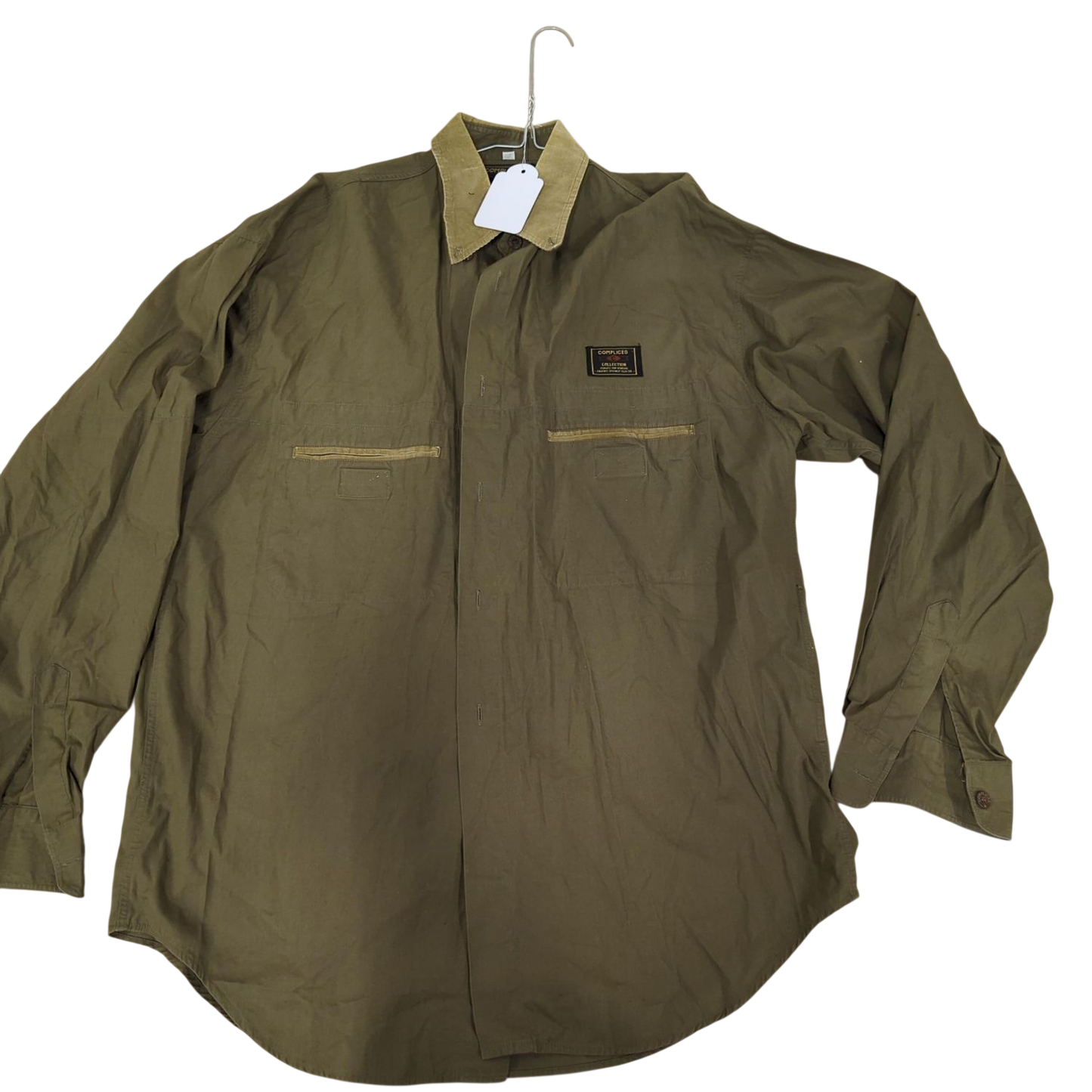 Coniplaces Collection Olive Button-Down Shirt with Corduroy Collar - Size 3