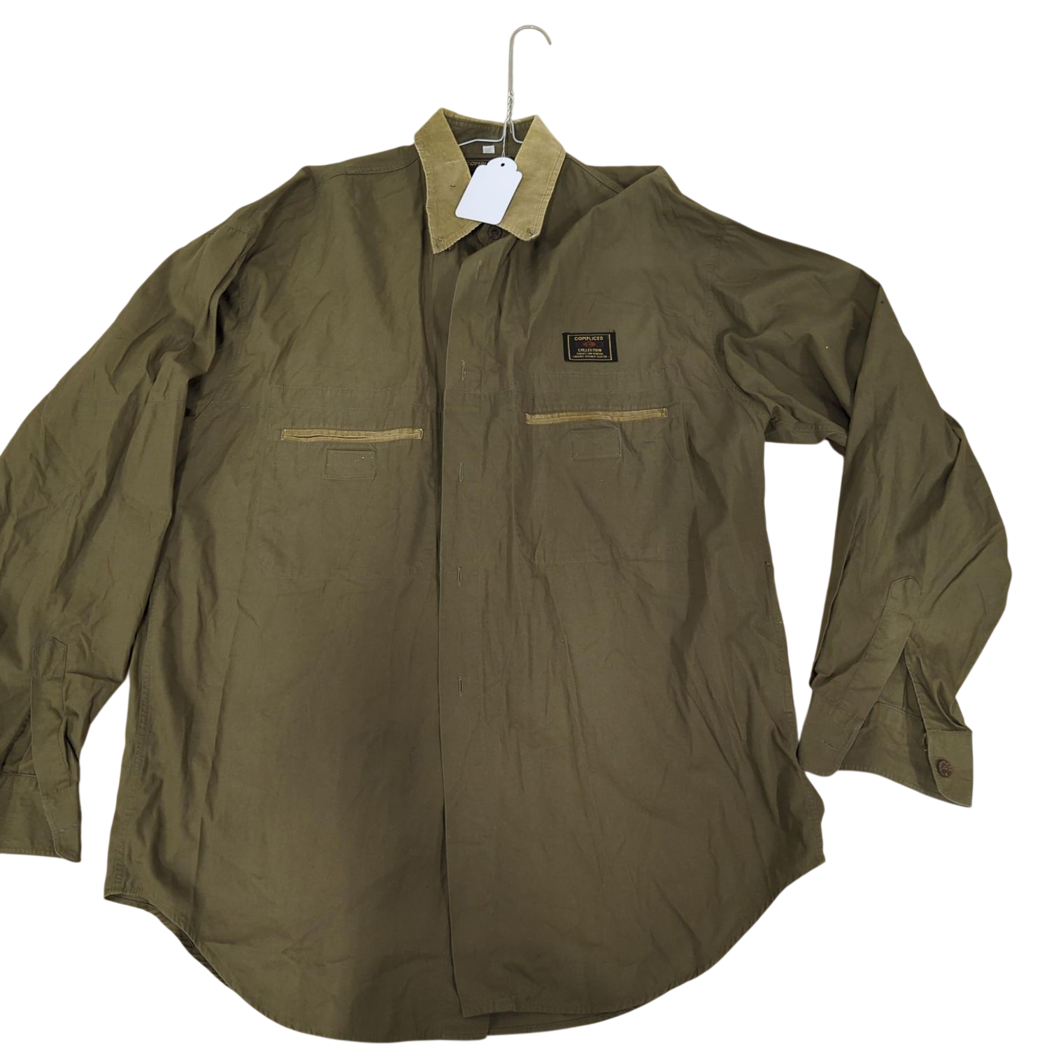 Coniplaces Collection Olive Button-Down Shirt with Corduroy Collar - Size 3