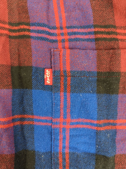 Levi's Red and Blue Plaid Flannel Shirt - Size S