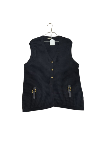 Atelier Navy Cable Knit Sleeveless Sweater Vest - Size 24