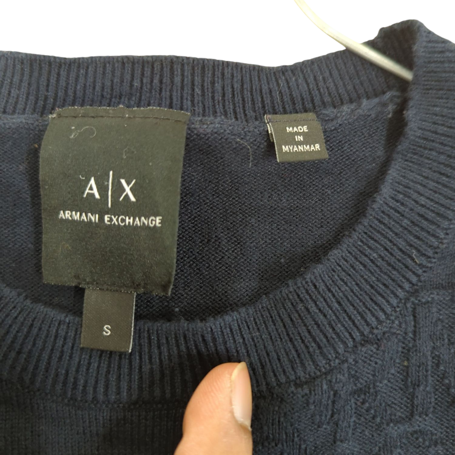 Armani Exchange Navy Textured Sweater - Size S