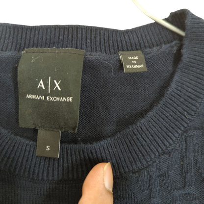 Armani Exchange Navy Textured Sweater - Size S