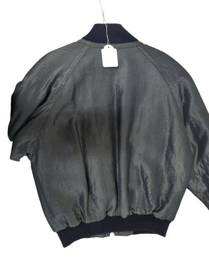 Black Bomber Jacket with Zipper Details - Size 50