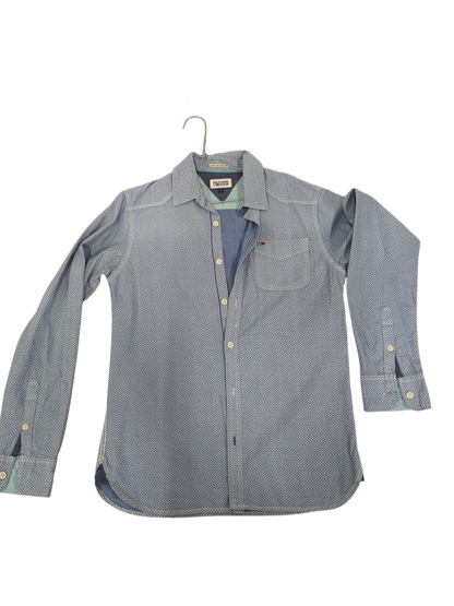 Tommy Hilfiger Denim Blue Pattern Button-Down Shirt - Size S