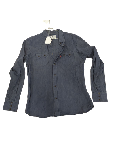 Strauss & Co. Blue Striped Button-Down Shirt - Size M