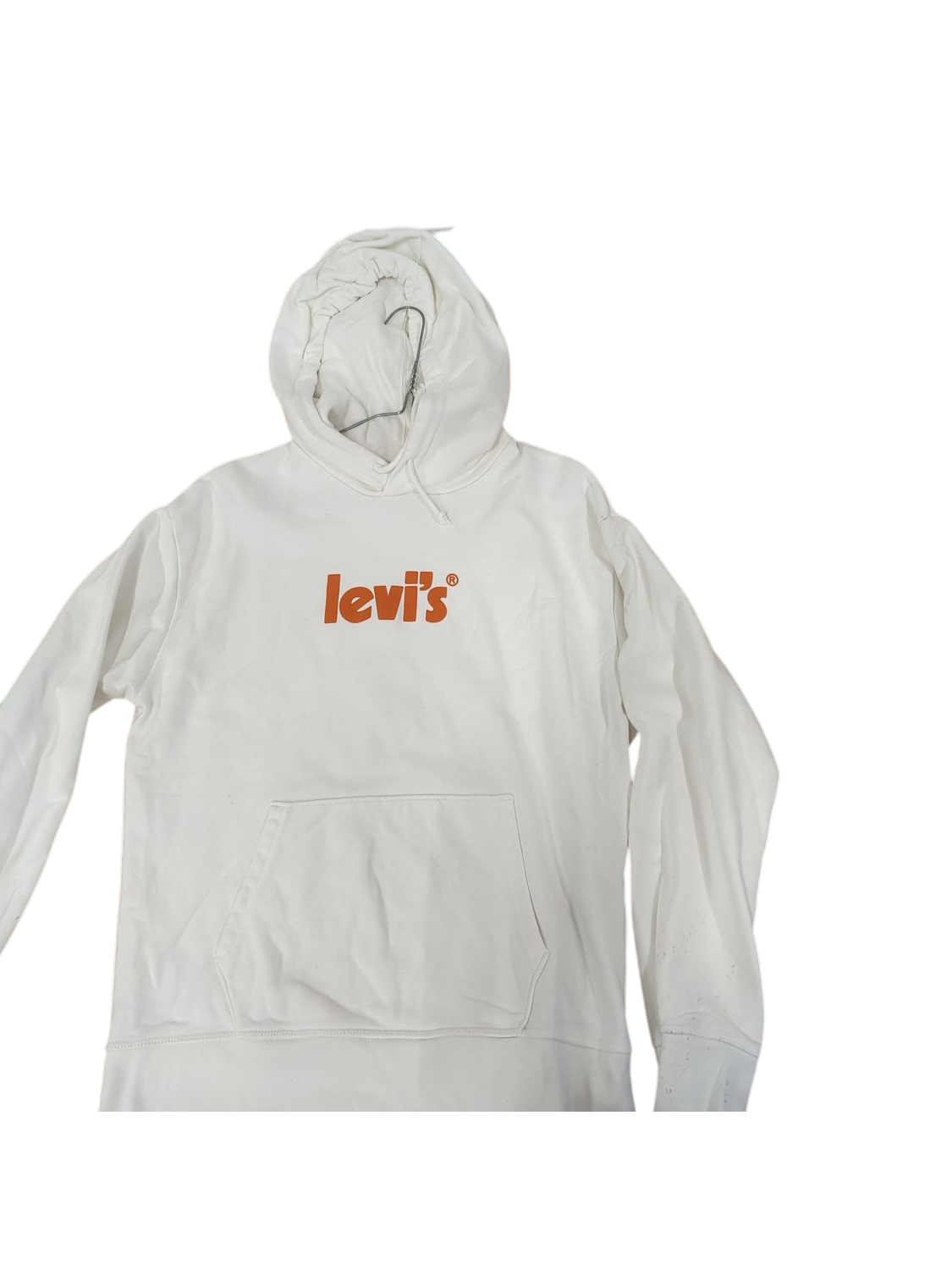 Levi's White Hoodie with Orange Logo - Size S