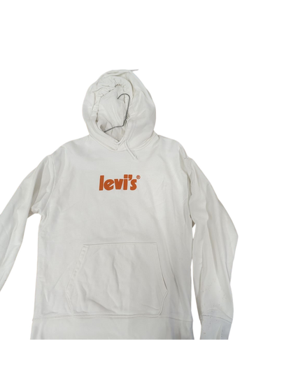 Levi's White Hoodie with Orange Logo - Size S