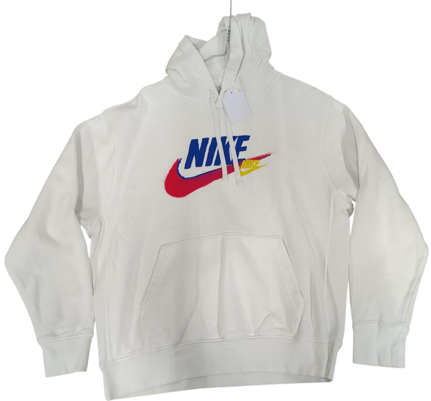 Nike White Windbreaker Jacket with Colorful Logo - Size M
