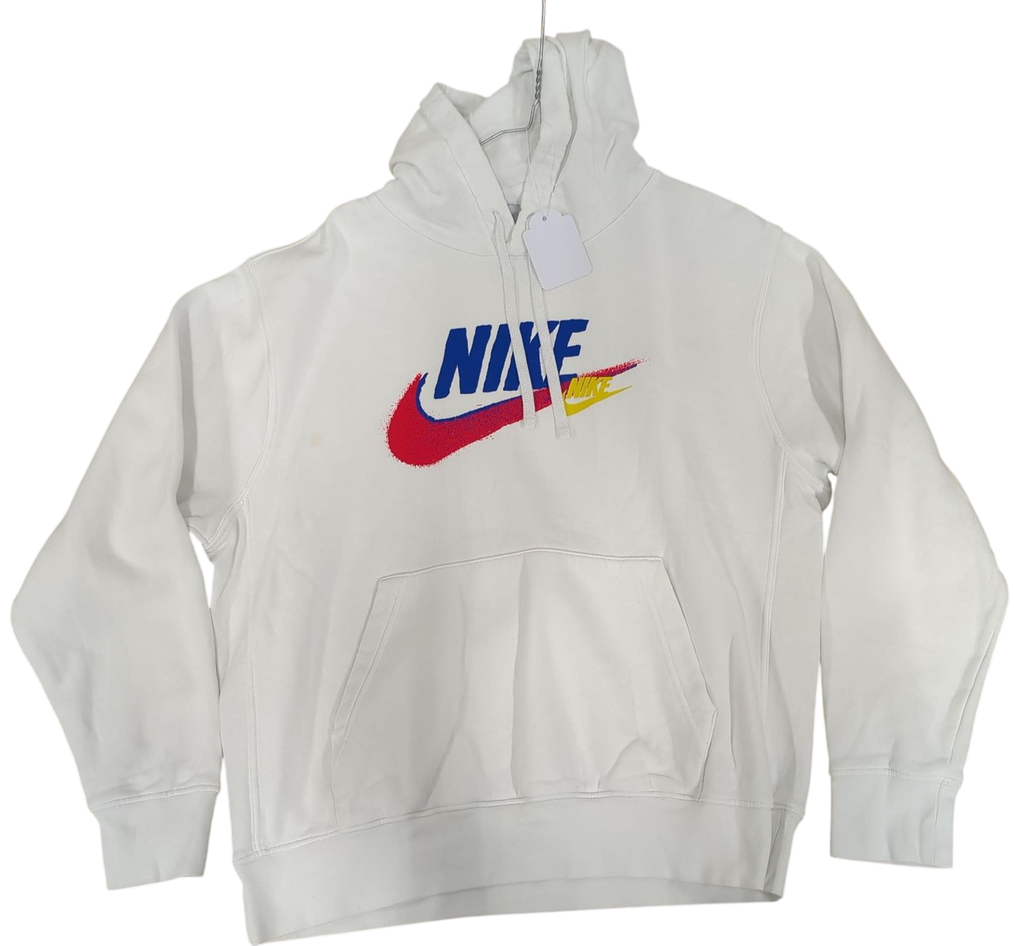 Nike White Windbreaker Jacket with Colorful Logo - Size M