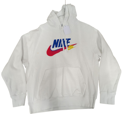 Nike White Windbreaker Jacket with Colorful Logo - Size M