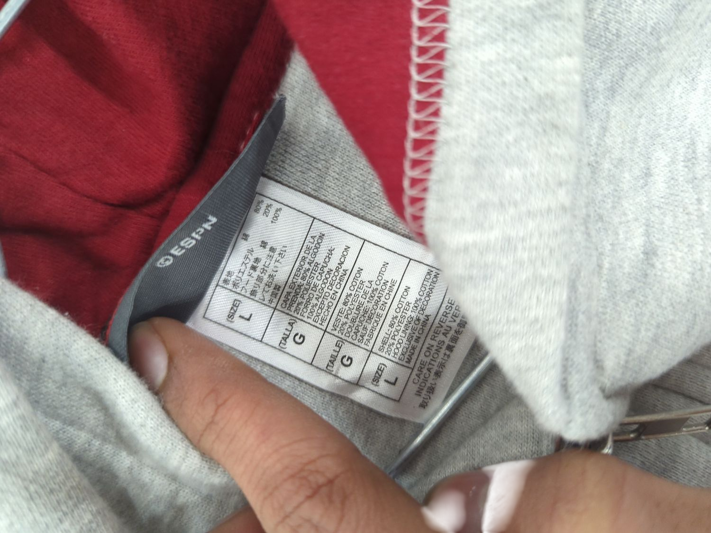ESPN Grey Sweatshirt with Tricolor Trim - Size L